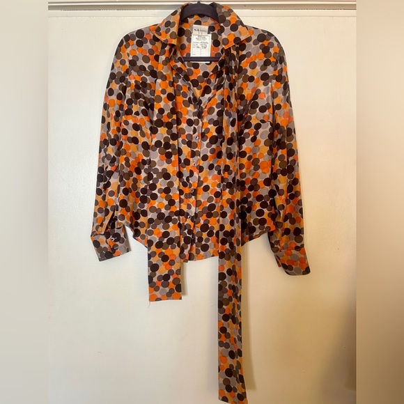 Weill Tops - Weill Silk Polka Dot Button-Up Blouse